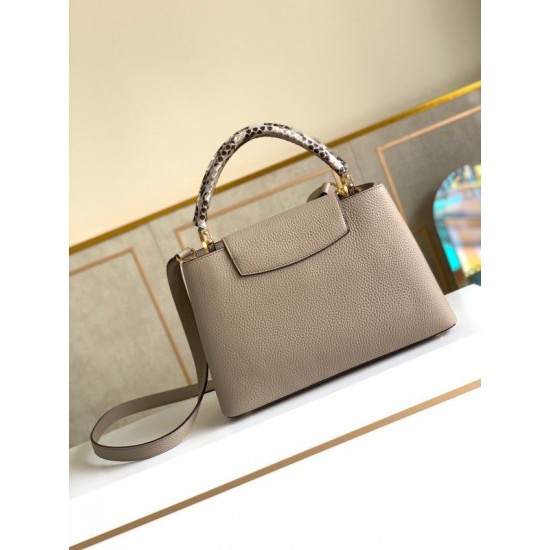 Replica Borsa Louis Vuitton Capucines MM con manico in pitone N92802
