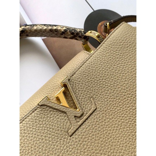 Replica Borsa Louis Vuitton Capucines MM con manico in pitone N92802