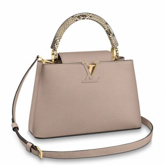 Replica Borsa Louis Vuitton Capucines MM con manico in pitone N92802