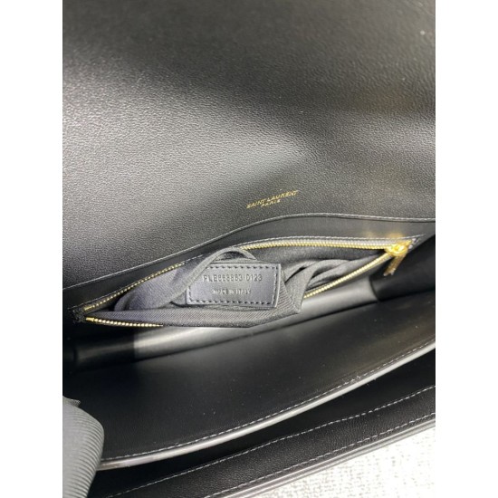 Replica Borsa a Tracolla YSL Saint Laurent Gaby Pelle di vitello Stampa Coccodrillo Nero