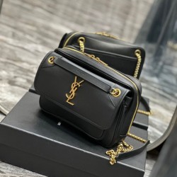 Replica Borsa fotografica YSL Saint Laurent Niki in pelle liscia Nera