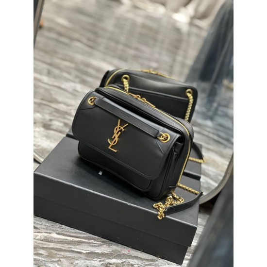 Replica Borsa fotografica YSL Saint Laurent Niki in pelle liscia Nera