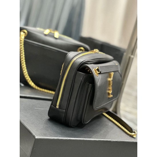 Replica Borsa fotografica YSL Saint Laurent Niki in pelle liscia Nera