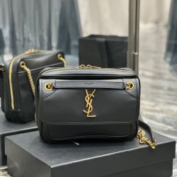 Replica Borsa fotografica YSL Saint Laurent Niki in pelle liscia Nera