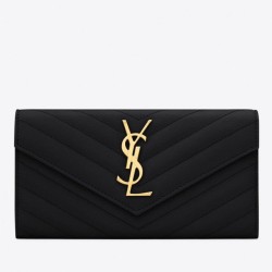 Replica Portafoglio grande con patta monogramma YSL Saint Laurent nero