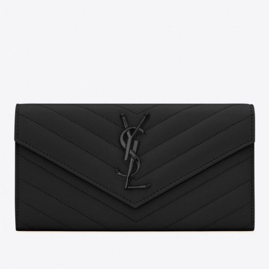 Replica Patta monogramma grande YSL Saint Laurent tutta nera Replica Patta monogramma grande YSL Saint Laurent tutta nera