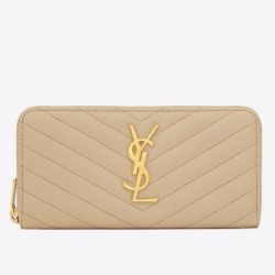 Replica YSL Saint Laurent Monogram Zip Around Portafoglio Cipria
