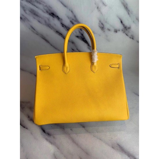 Replica Herme Birkin Borsa 35cm fatta a mano Clemence Yellow