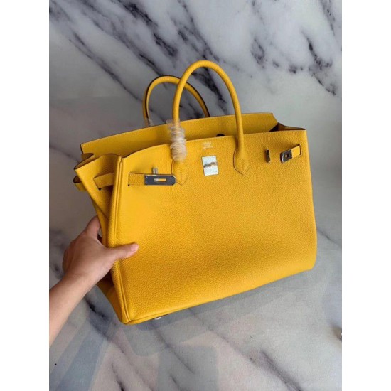 Replica Herme Birkin Borsa 35cm fatta a mano Clemence Yellow