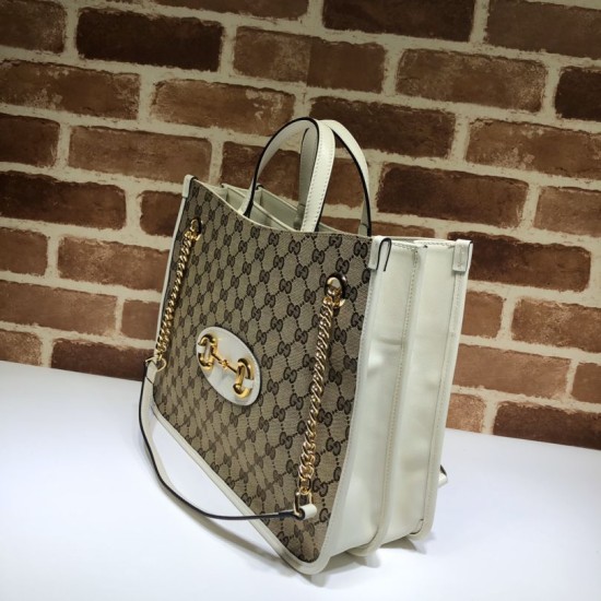 Replica Borsa tote media Gucci 1955 Horsebit 621144 Bianca