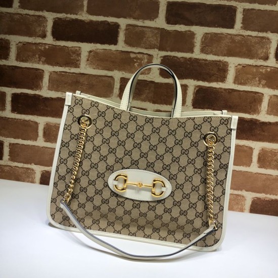 Replica Borsa tote media Gucci 1955 Horsebit 621144 Bianca