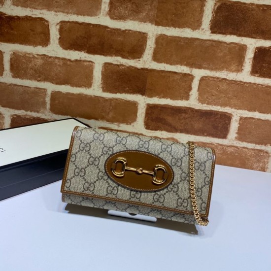 Replica Borsa Gucci 621888 Borsa a catena in tela GG-Supreme Horsebit 1955