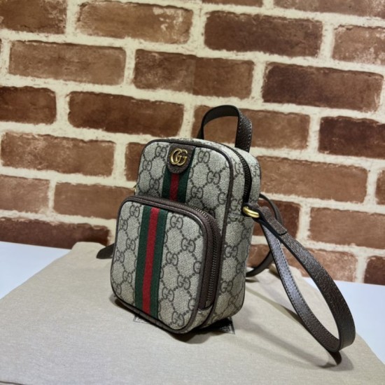Replica Borsa mini Gucci Ophidia GG Supreme tela 671682 Marrone