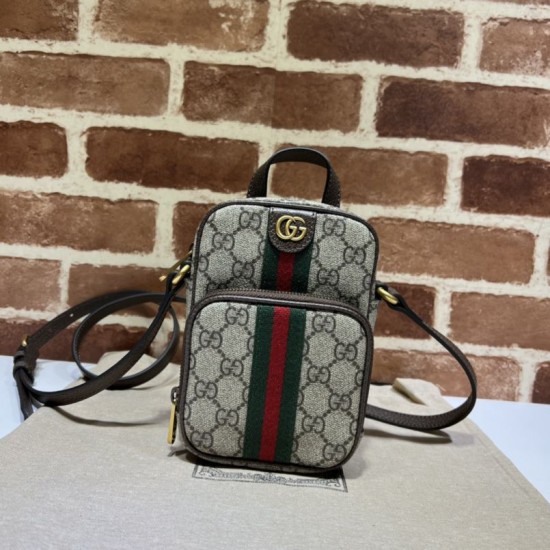 Replica Borsa mini Gucci Ophidia GG Supreme tela 671682 Marrone