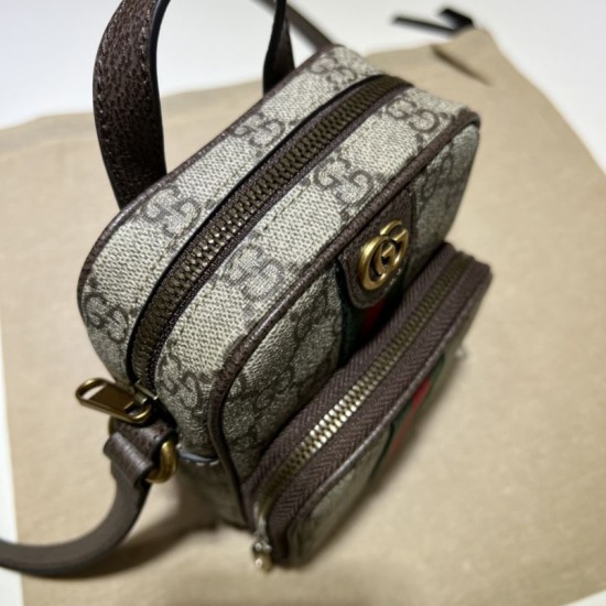 Replica Borsa mini Gucci Ophidia GG Supreme tela 671682 Marrone