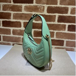 Replica Mini borsa Gucci GG Marmont a forma di mezza luna 699514 Verde