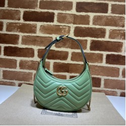 Replica Mini borsa Gucci GG Marmont a forma di mezza luna 699514 Verde
