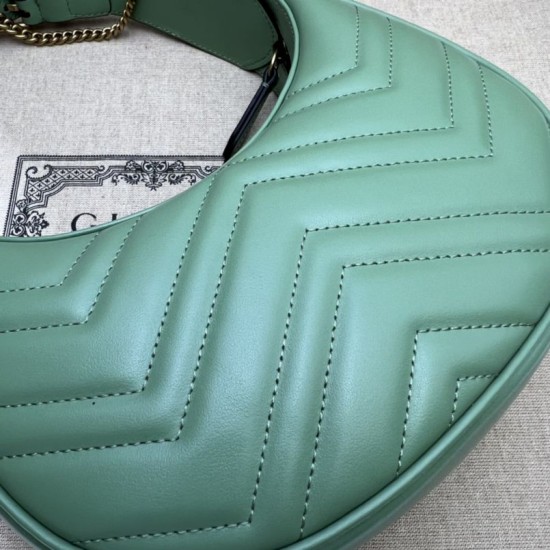 Replica Mini borsa Gucci GG Marmont a forma di mezza luna 699514 Verde