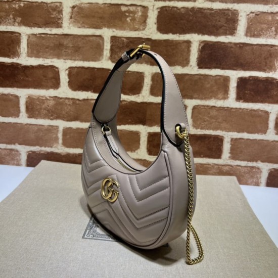 Replica Mini borsa a forma di mezzaluna Gucci GG Marmont 699514 Rosa