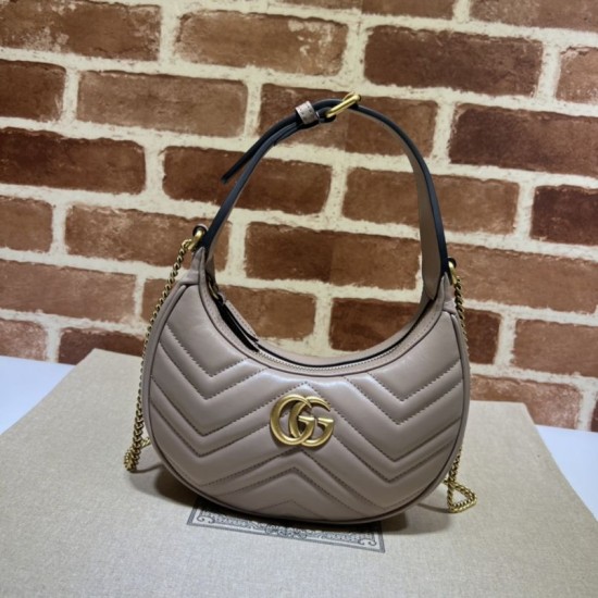 Replica Mini borsa a forma di mezzaluna Gucci GG Marmont 699514 Rosa