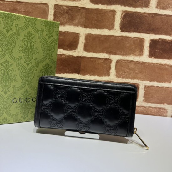 Replica Portafoglio con zip Gucci GG Matelassé 723784 Nero