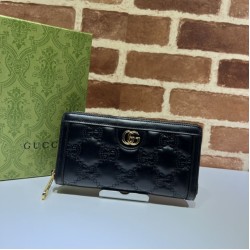 Replica Portafoglio con zip Gucci GG Matelassé 723784 Nero