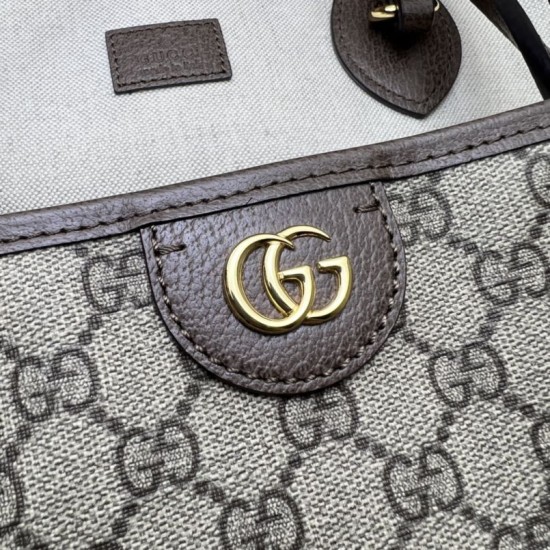Replica Borsa tote media Gucci Ophidia 739730 GG Supreme tela Marrone