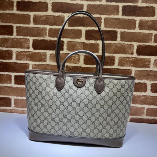 Replica Borsa tote media Gucci Ophidia 739730 GG Supreme tela Marrone