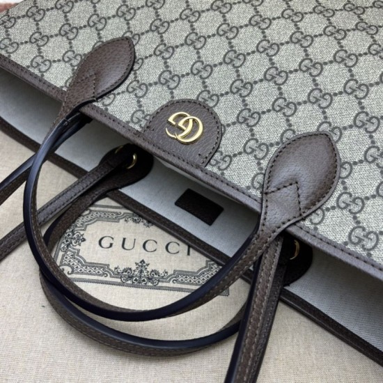 Replica Borsa tote media Gucci Ophidia 739730 GG Supreme tela Marrone