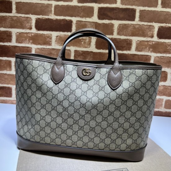 Replica Borsa tote media Gucci Ophidia 739730 GG Supreme tela Marrone