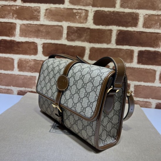 Replica Borsa messenger Gucci GG con Interlocking G 745679 Marrone