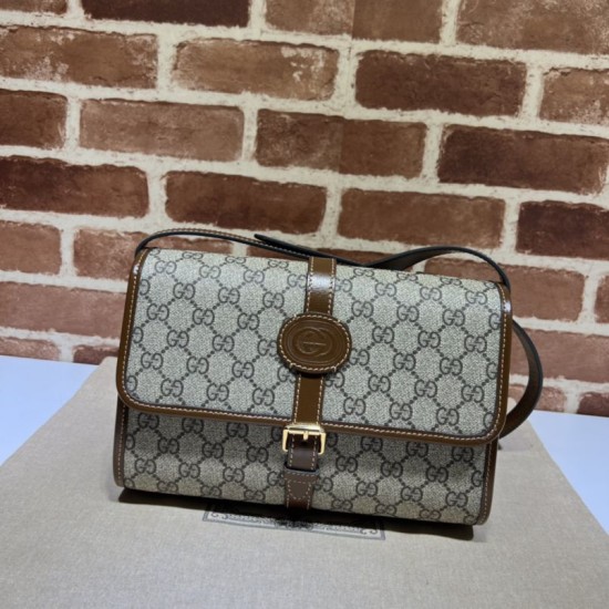 Replica Borsa messenger Gucci GG con Interlocking G 745679 Marrone