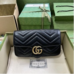 Replica Portafoglio con catena mini porta carte Gucci GG Marmont 751526 Nero