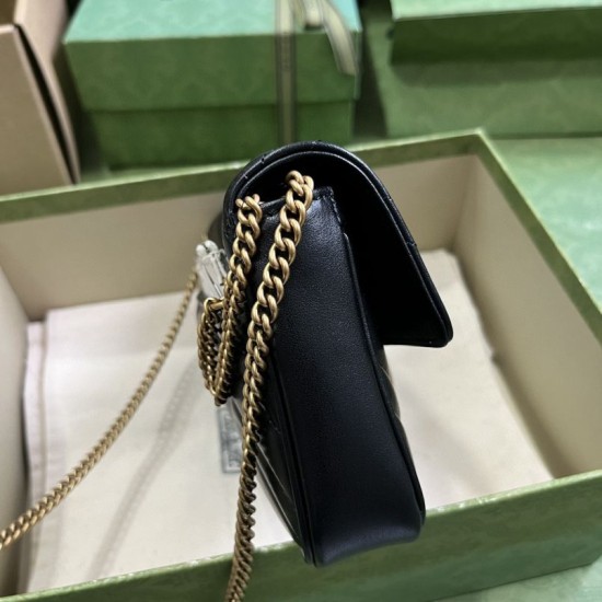 Replica Portafoglio con catena mini porta carte Gucci GG Marmont 751526 Nero