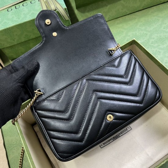 Replica Portafoglio con catena mini porta carte Gucci GG Marmont 751526 Nero