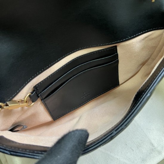 Replica Portafoglio con catena mini porta carte Gucci GG Marmont 751526 Nero