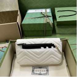 Replica Portafoglio con catena mini porta carte Gucci GG Marmont 751526 Bianco Replica Portafoglio con catena mini porta carte Gucci GG Marmont 751526 Bianco