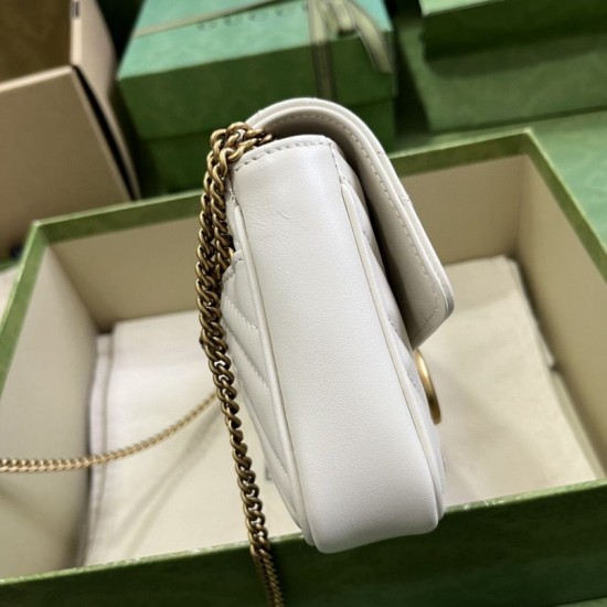 Replica Portafoglio con catena mini porta carte Gucci GG Marmont 751526 Bianco