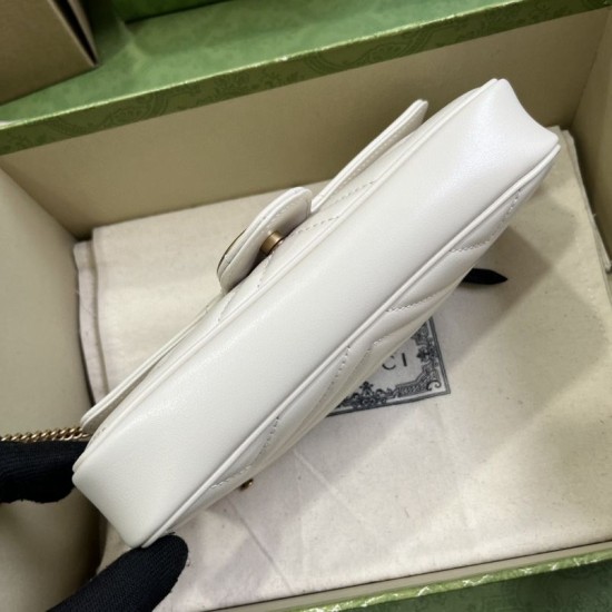 Replica Portafoglio con catena mini porta carte Gucci GG Marmont 751526 Bianco