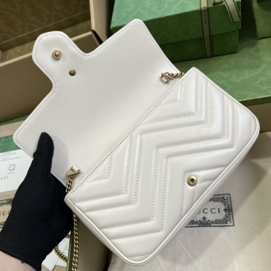Replica Portafoglio con catena mini porta carte Gucci GG Marmont 751526 Bianco