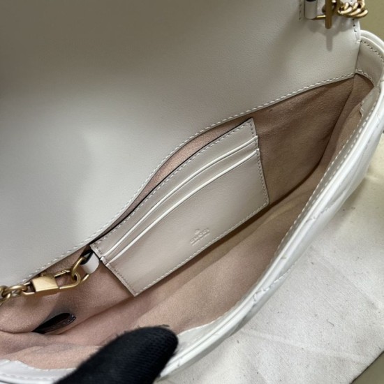 Replica Portafoglio con catena mini porta carte Gucci GG Marmont 751526 Bianco