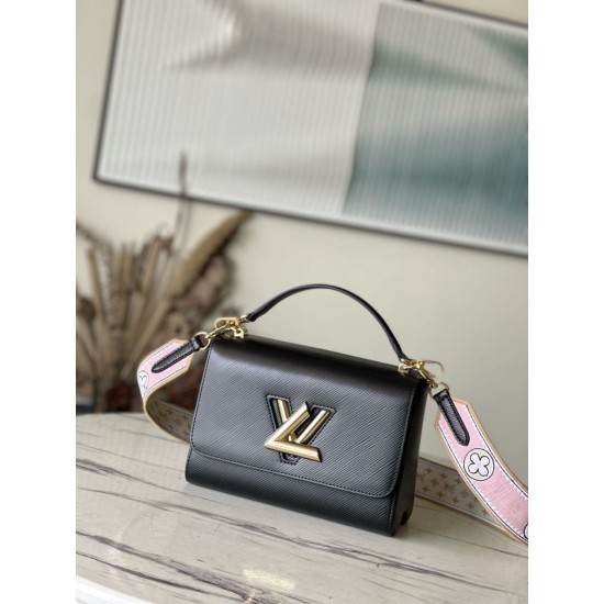 Replica Borsa Louis Vuitton Twist MM M22036 Nera 23 cm