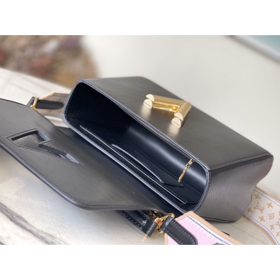 Replica Borsa Louis Vuitton Twist MM M22036 Nera 23 cm