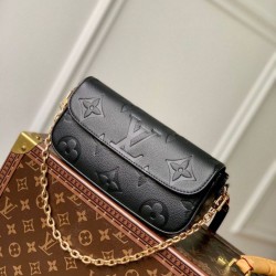 Replica Portafoglio Louis Vuitton con catena Ivy Monogram Empreinte M82210 Nero