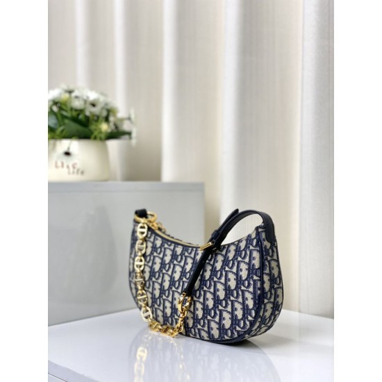 Replica Borsa Christian Dior CD Lounge Dior Oblique Jacquard Blu