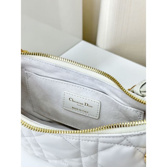 Replica Christian Dior CD Lounge Bag Supple Macrocannage Bianco