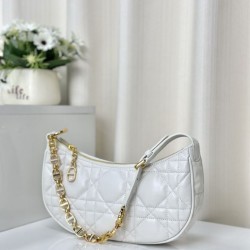 Replica Christian Dior CD Lounge Bag Supple Macrocannage Bianco