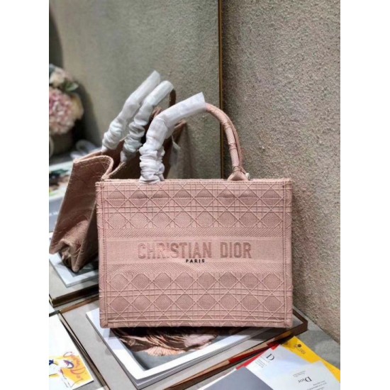 Replica Borsa tote per libri piccola Christian Dior Cannage ricamo rosa