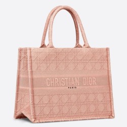 Replica Borsa tote per libri piccola Christian Dior Cannage ricamo rosa