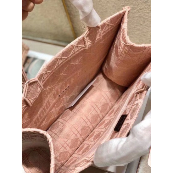 Replica Borsa tote per libri piccola Christian Dior Cannage ricamo rosa